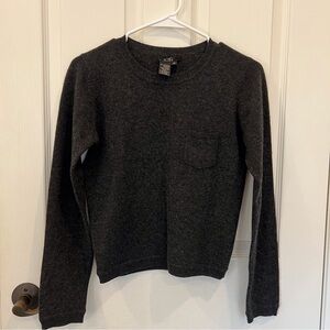 BCBG Cashmere Charcoal Crew Neck Sweater with Pocket
